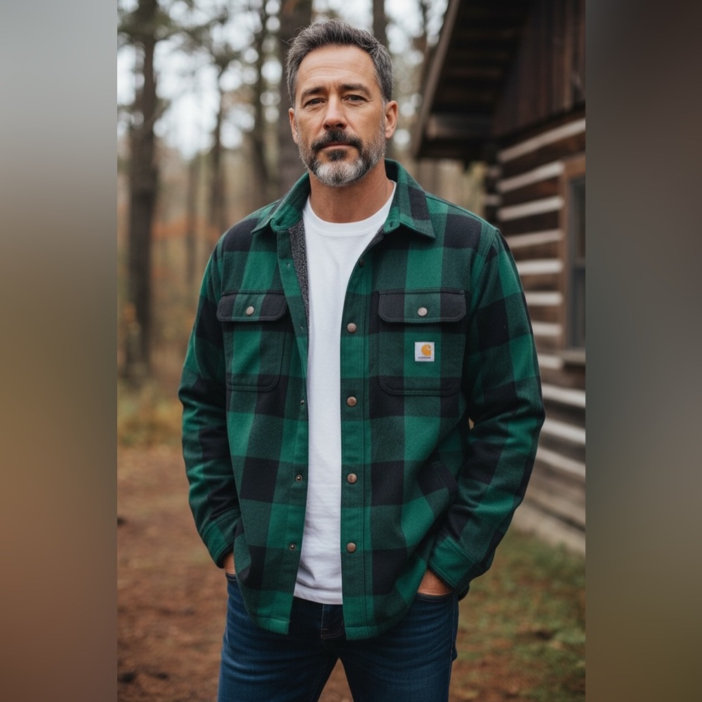 Carhartt Relaxed Fit Heavyweight Flannel Sherpa Lined Shirt Jacket